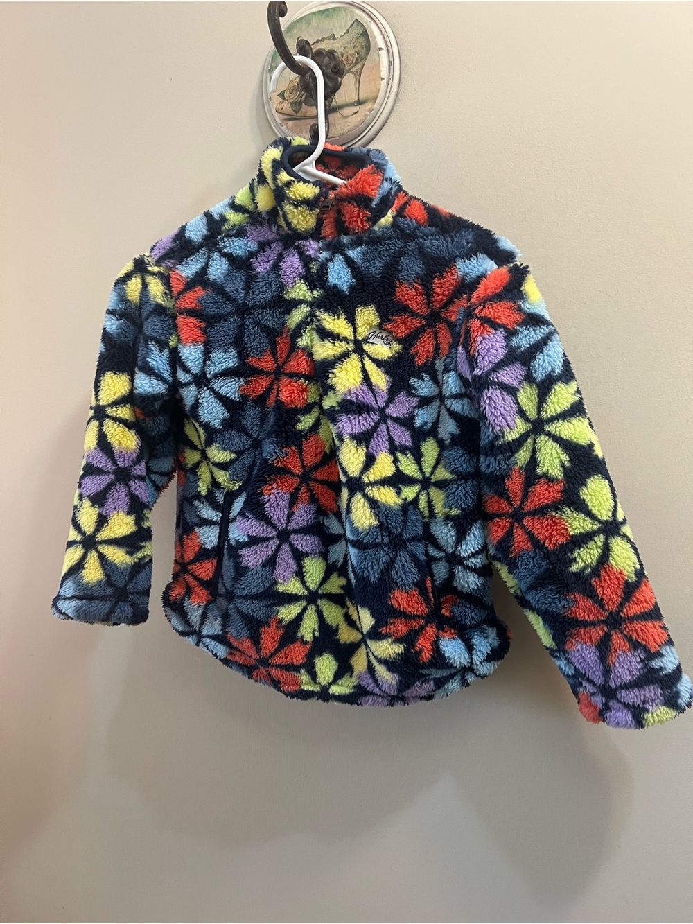 Gurleys Girls' Colorful Floral Sherpa Fleece Jacket- 1/4 zip Size Medium 7-8 NWT